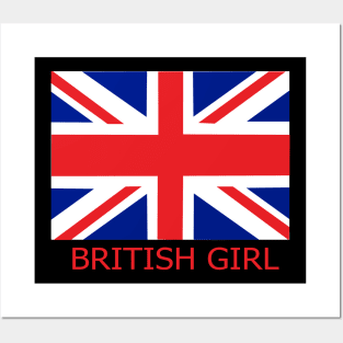 British Girl Union Jack Design Posters and Art